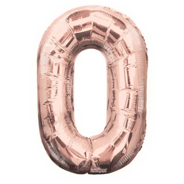 34" Rose Gold Number 0 Balloon