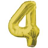 34" Gold Number 4 Balloon