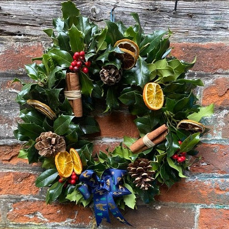 Holly Wreath Natural with Bow