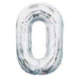 34" Silver Number 0 Balloon