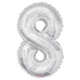 34" Silver Number 8 Balloon