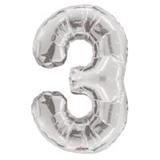 34" Silver Number 3 Balloon