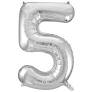 34" Silver Number 5 Balloon