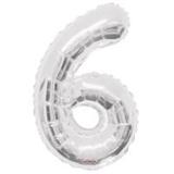 34" Silver Number 6 Balloon