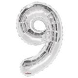 34" Silver Number 9 Balloon